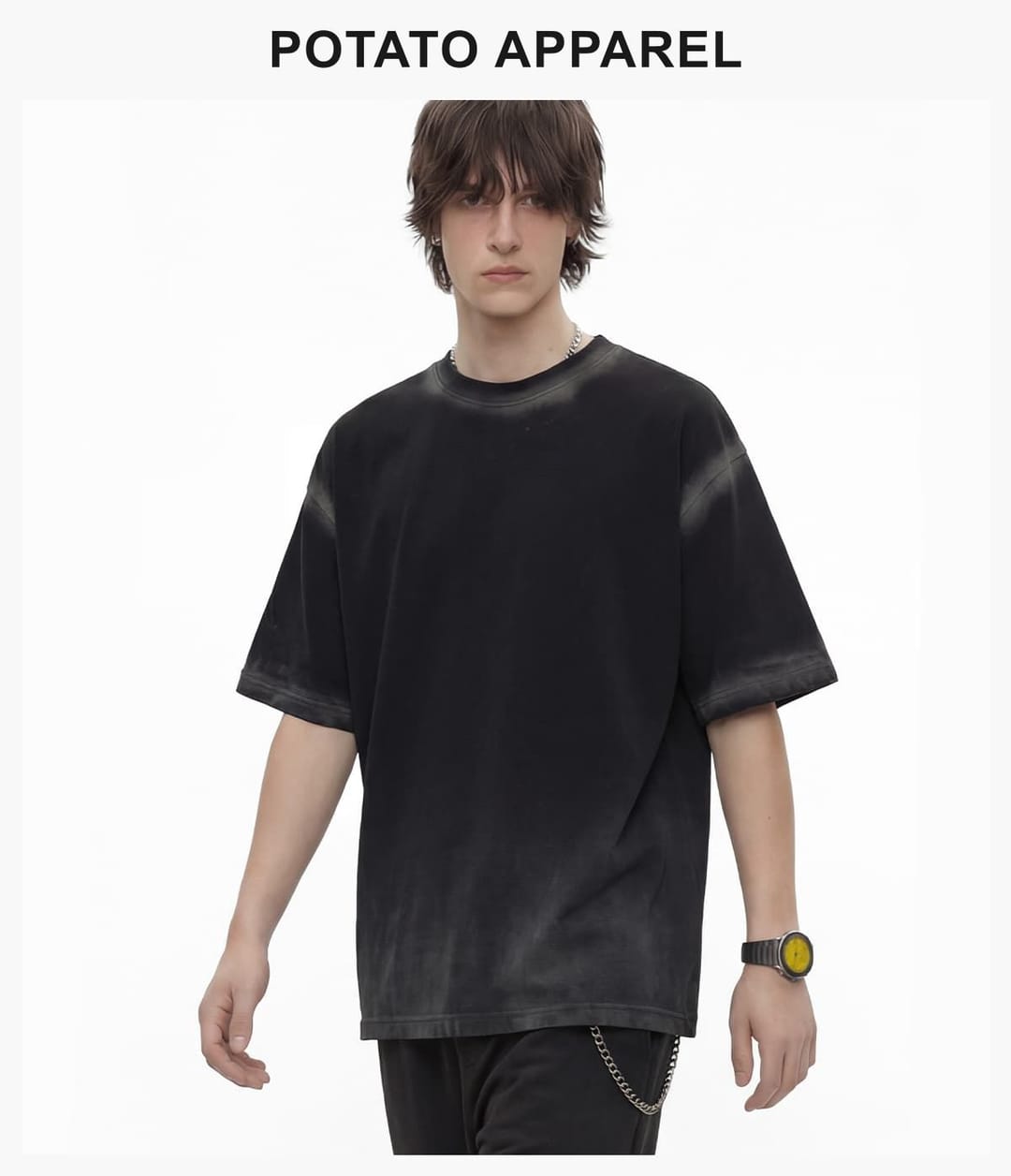 Spray Fade Washed 100% Cotton Oversized T-Shirt – detail 10