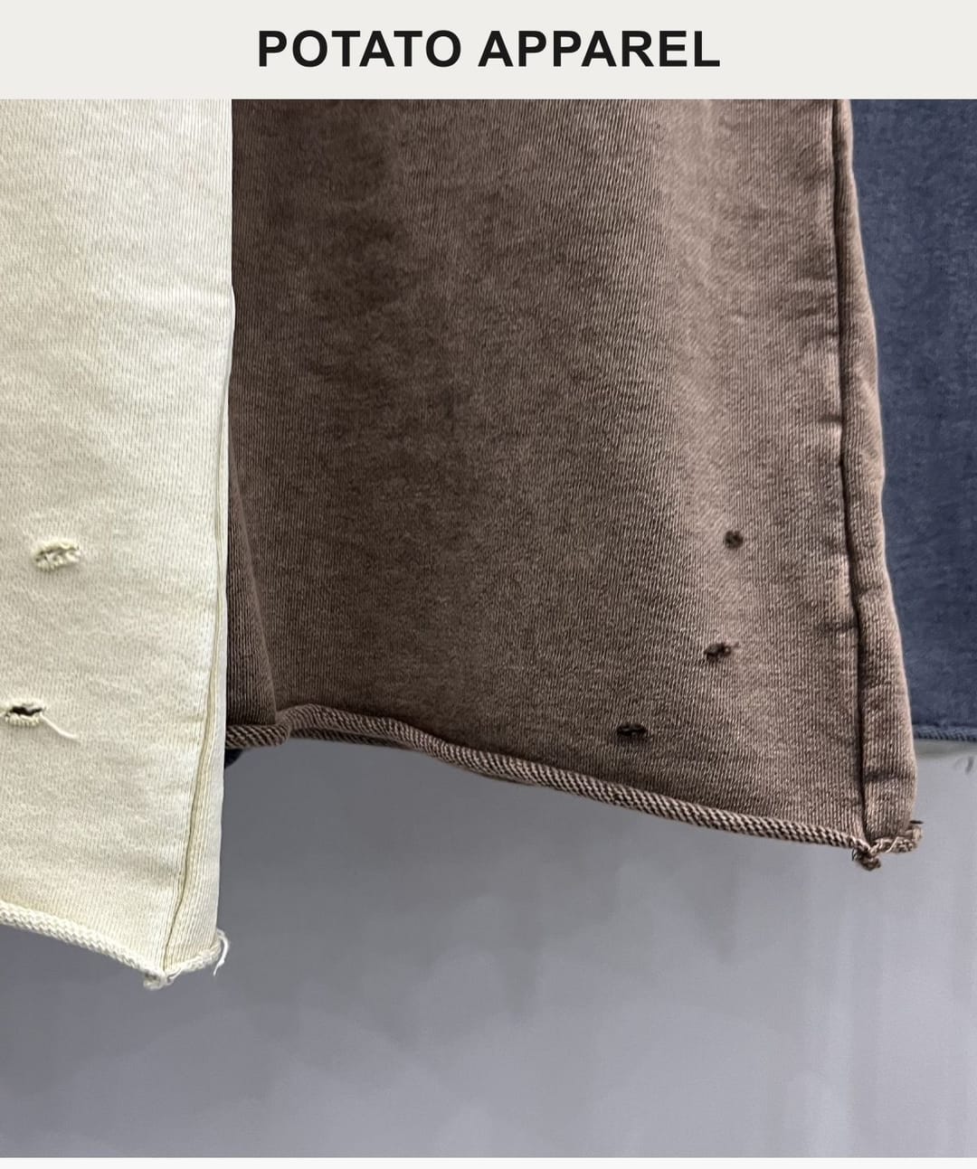 Terry 330GSM Acid Wash Distressed Raw Edge Reglan Sleeve T-Shirt – detail 11