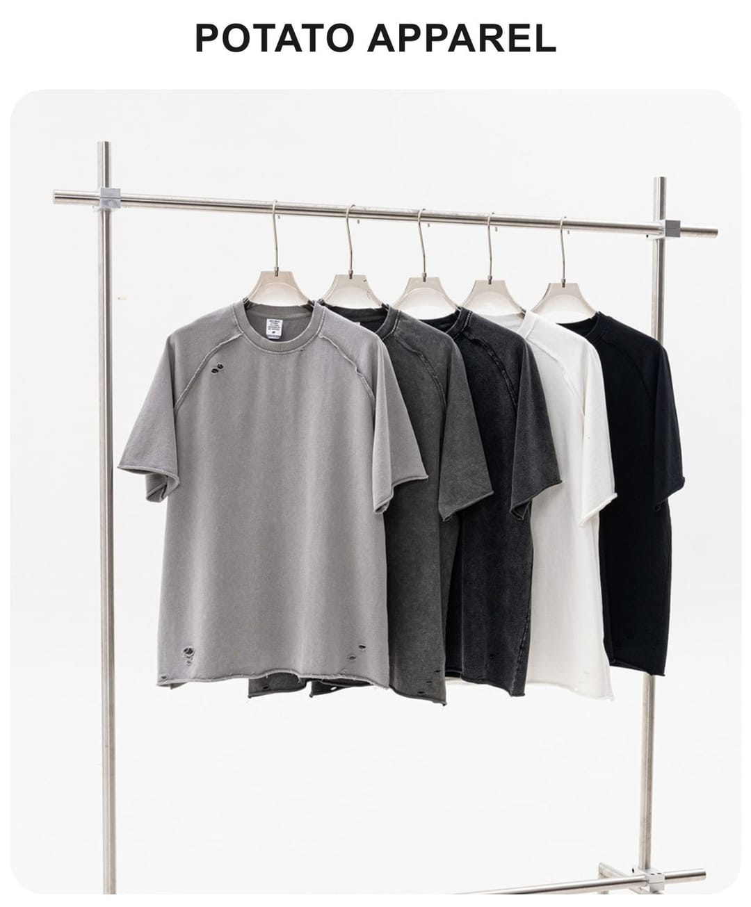 Terry 330GSM Oversized Distressed Reglan Sleeve T-Shirt – detail 1
