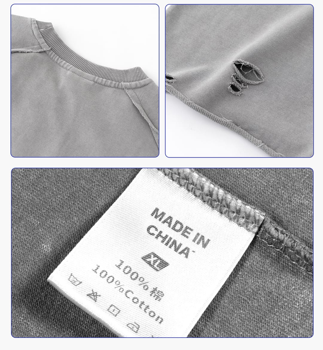 Terry 330GSM Oversized Distressed Reglan Sleeve T-Shirt – detail 7