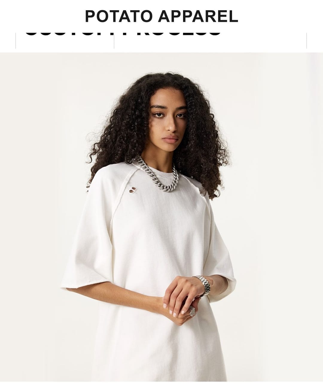 Terry 330GSM Oversized Distressed Reglan Sleeve T-Shirt – detail 8