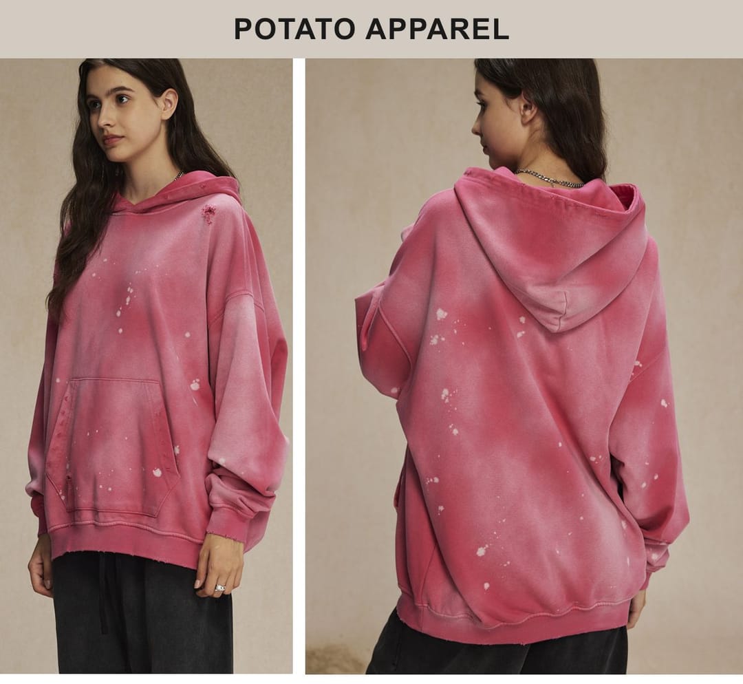 Terry 450Gsm Vintage distressed Ink Splash Hoodie – detail 10