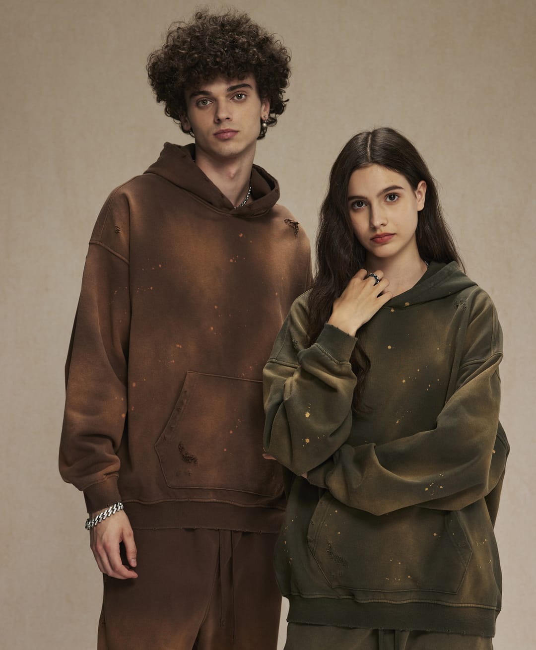 Terry 450Gsm Vintage distressed Ink Splash Hoodie – detail 11