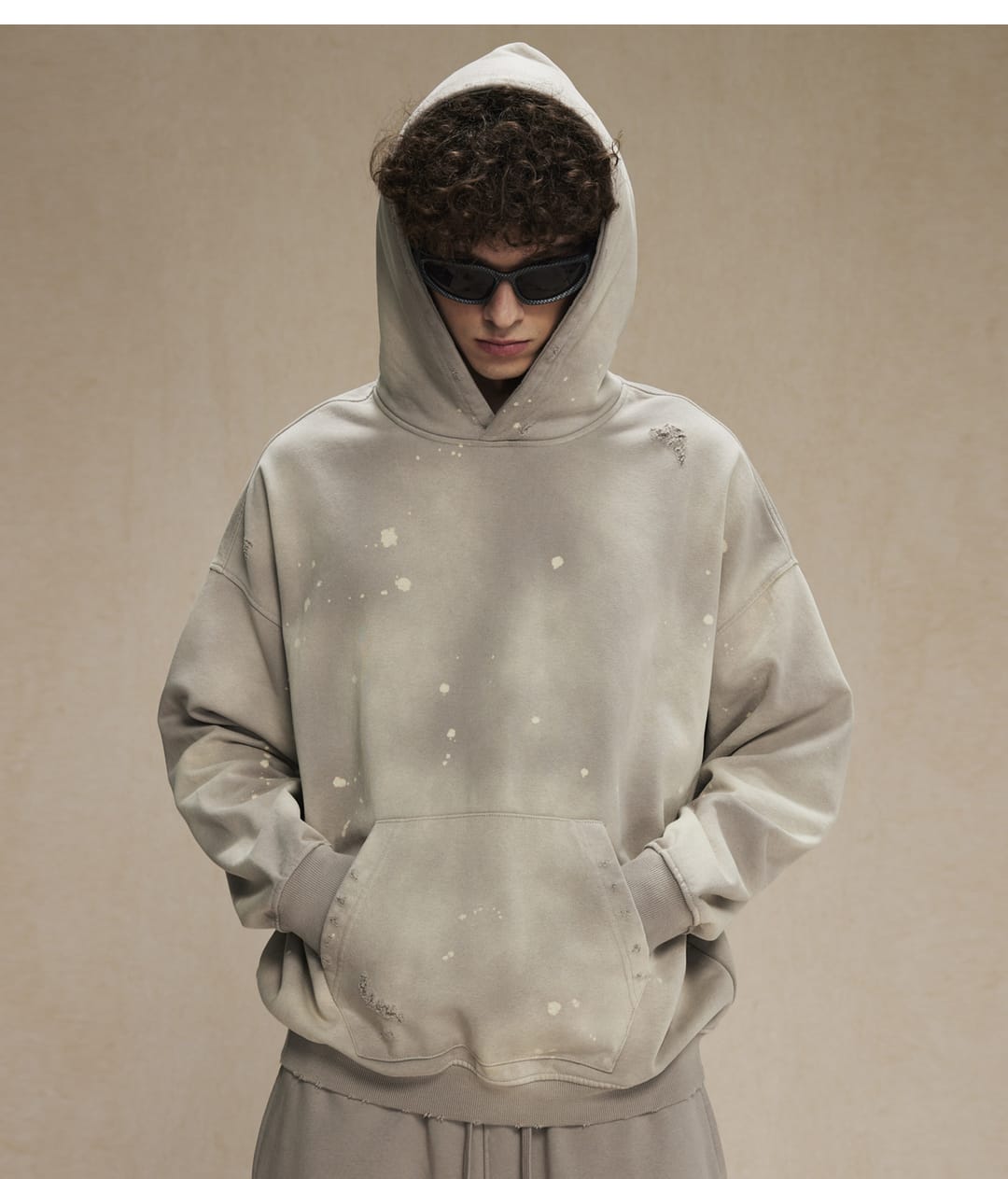 Terry 450Gsm Vintage distressed Ink Splash Hoodie – detail 14
