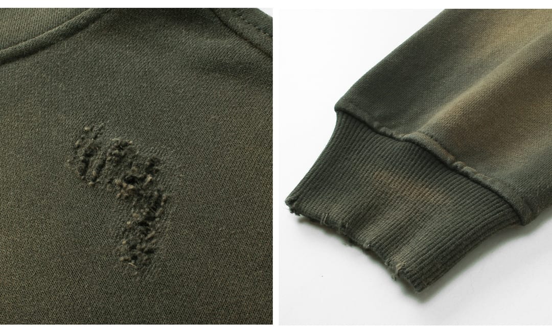 Terry 450Gsm Vintage distressed Ink Splash Hoodie – detail 6