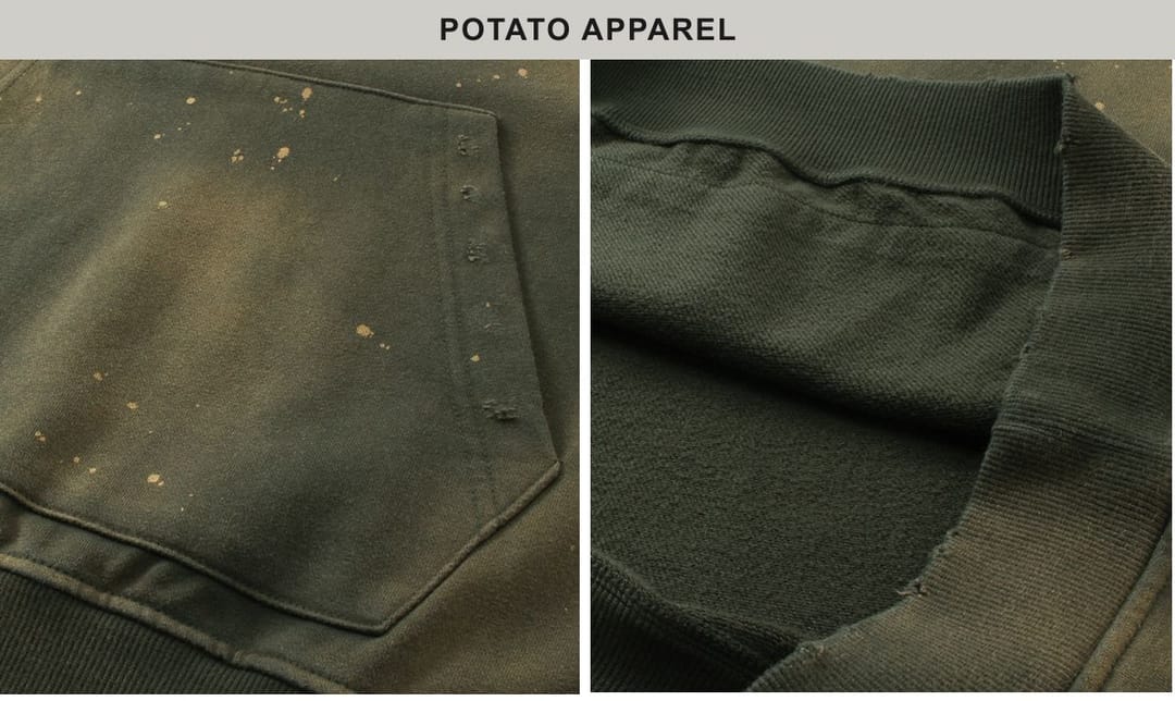 Terry 450Gsm Vintage distressed Ink Splash Hoodie – detail 7
