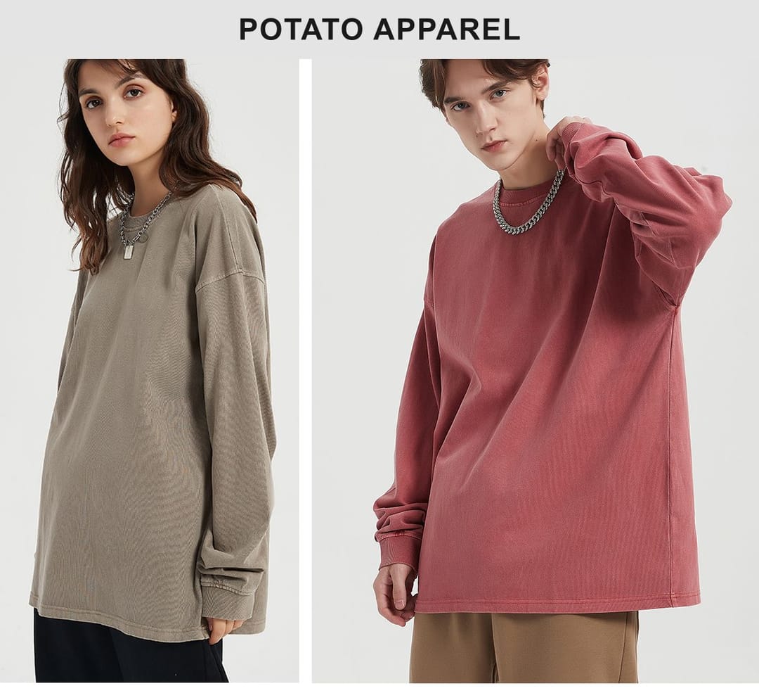 Thick 310GSM Cotton Light Wash Long Sleeve T-Shirt – detail 10