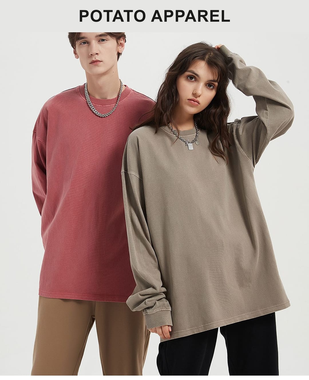 Thick 310GSM Cotton Light Wash Long Sleeve T-Shirt – detail 11