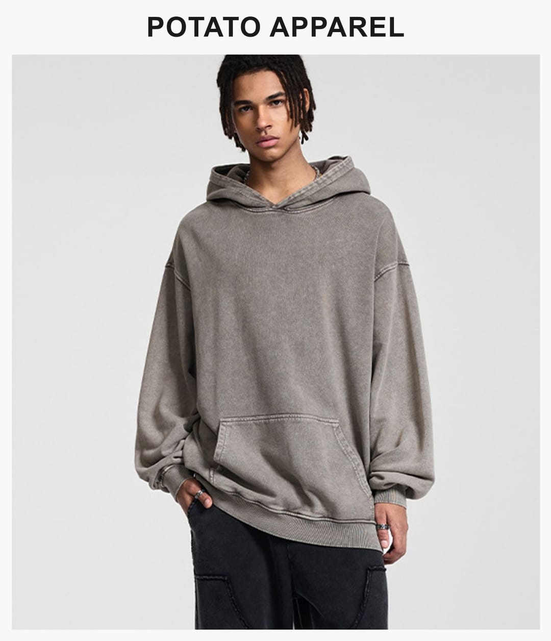 Thick 420Gsm Cotton Terry Acid Wash Hoodie – detail 10