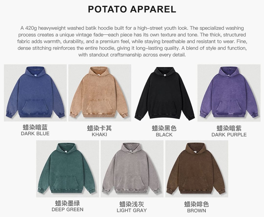 Thick 420Gsm Cotton Terry Acid Wash Hoodie – detail 3