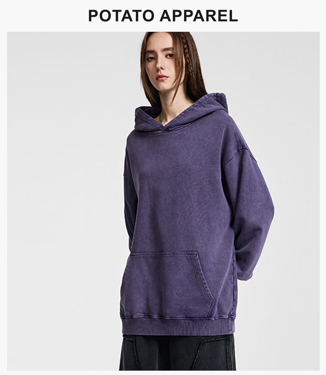 Thick 420Gsm Cotton Terry Acid Wash Hoodie – detail 9