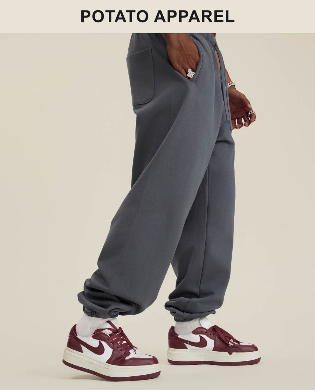 Thick 440Gsm Brushed Cotton Terry Sweatpants – detail 14