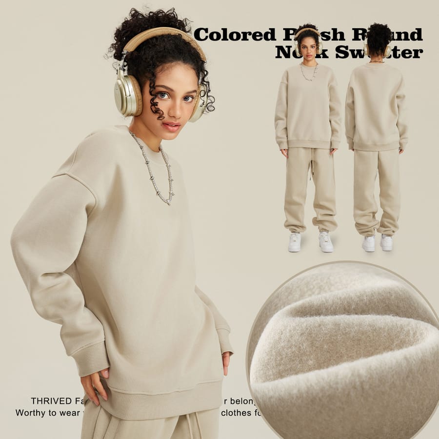 Thick Fleece 345Gsm Oversized Plain Sweatshirt thumbnail 3
