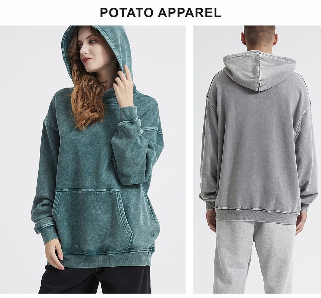 Thick Snow Wash Cotton Terry Hoodie 420Gsm – detail 13