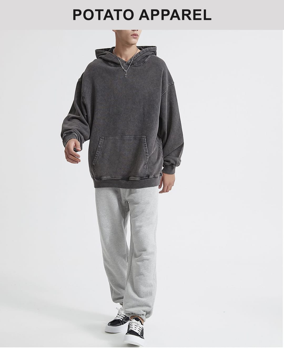 Thick Snow Wash Cotton Terry Hoodie 420Gsm – detail 14