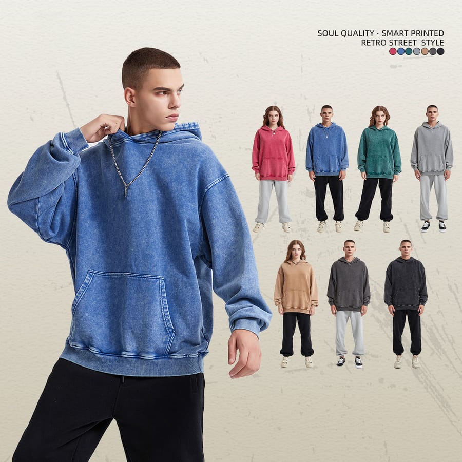 Thick Snow Wash Cotton Terry Hoodie 420Gsm