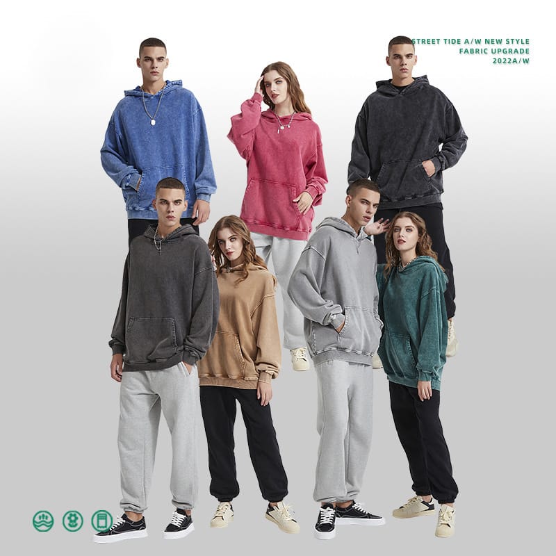 Thick Snow Wash Cotton Terry Hoodie 420Gsm thumbnail 6