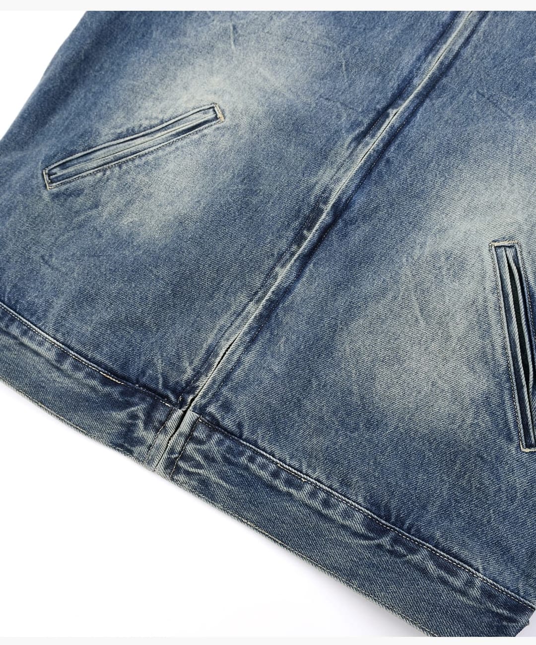 Vintage Lapel Collar 543g Zip-Up Denim Jacket – detail 13