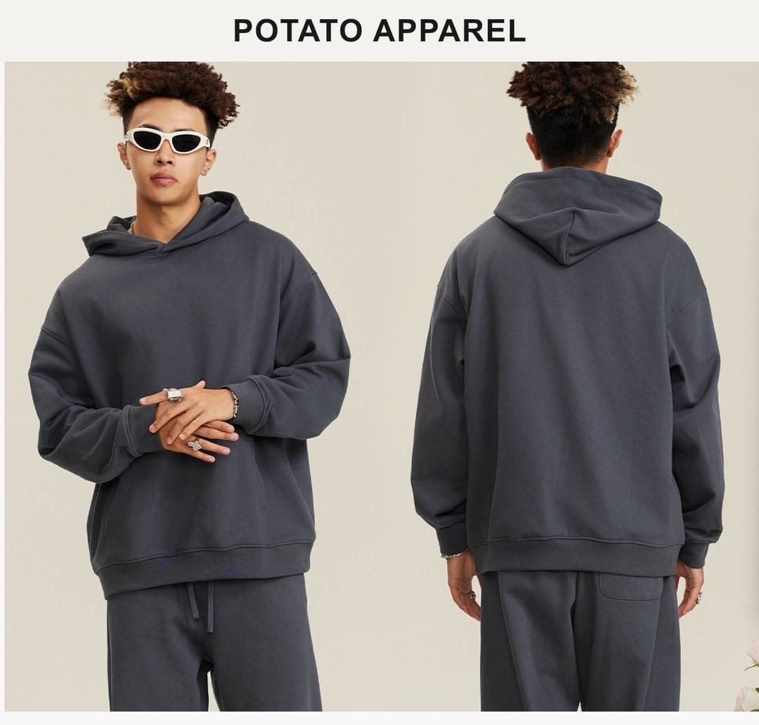 # W0071 Thick Heavy Cotton Terry Solid Oversized Hoodie 440Gsm – detail 15