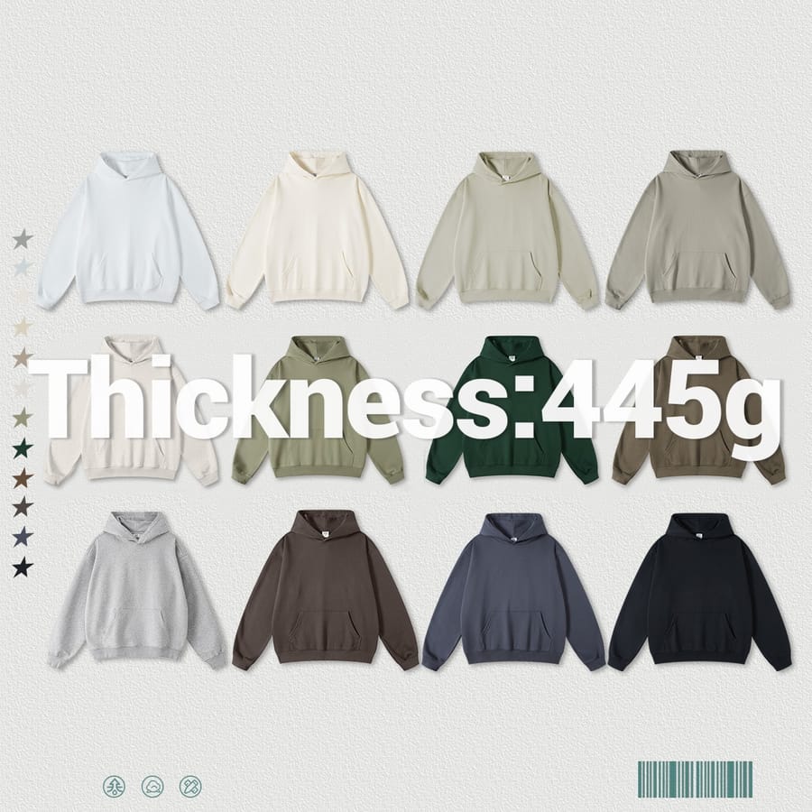 # W0071 Thick Heavy Cotton Terry Solid Oversized Hoodie 440Gsm thumbnail 3