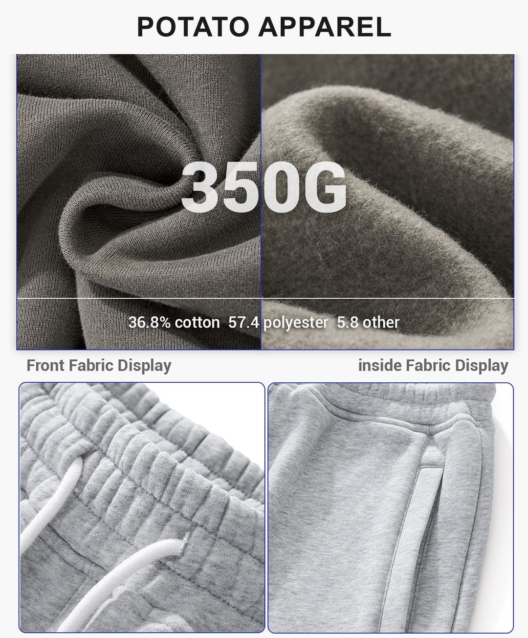 Winter Fleece 350Gsm Jogger String Sweatpants – detail 6